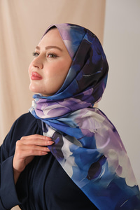 Desenli Soft Şal Lacivert