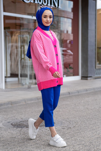 Uygun Fiyatlı DESENLI TRIKO HIRKA FUSYA | Loccomoda.com 