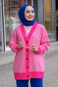 Uygun Fiyatlı DESENLI TRIKO HIRKA FUSYA | Loccomoda.com 