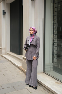 Detaylı Armani Modal Takım Gri