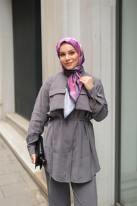 Detaylı Armani Modal Takım Gri