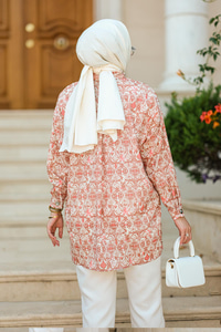 Dijital Baskılı Gömlek Kahverengi