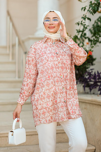 Dijital Baskılı Gömlek Kahverengi