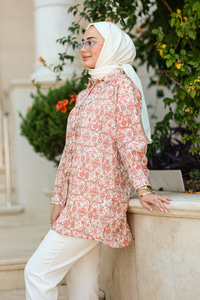 Dijital Baskılı Gömlek Kahverengi