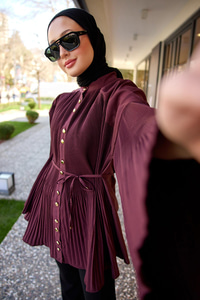 Dik Piliseli Modal Burgonya Gömlek Bordo