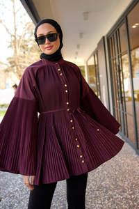 Dik Piliseli Modal Burgonya Gömlek Bordo