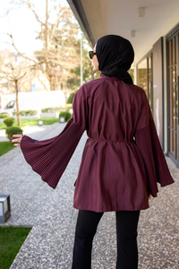 Dik Piliseli Modal Burgonya Gömlek Bordo