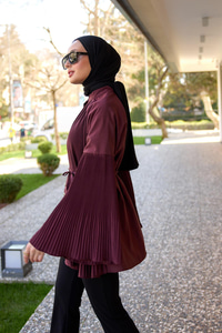 Dik Piliseli Modal Burgonya Gömlek Bordo