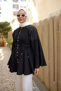 Dik Piliseli Modal Burgonya Gömlek Siyah