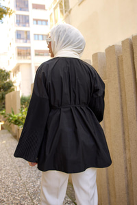 Dik Piliseli Modal Burgonya Gömlek Siyah