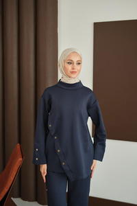 Dik Yaka Takım Lacivert