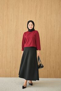 Dik Yakalı Ve Balon kol Bluz Bordo