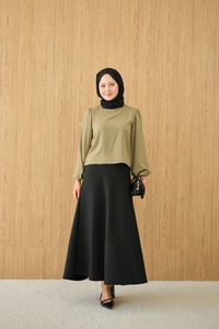 Dik Yakalı Ve Balon kol Bluz Yeşil