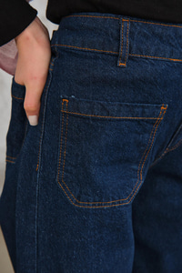 Dikiş Detay Kot Pantolon Lacivert