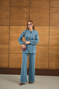 Dikiş Detay Kot Takım Açık Mavi