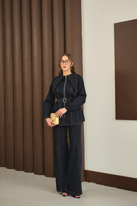 Dikiş Detay Kot Takım Lacivert