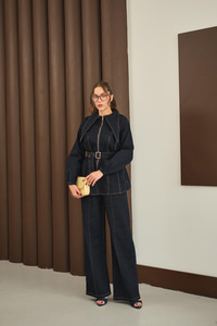 Dikiş Detay Kot Takım Lacivert