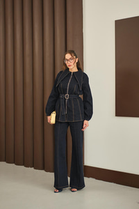 Dikiş Detay Kot Takım Lacivert