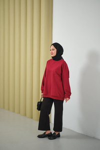 Dikiş Detay Tunik Bordo