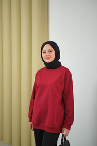Dikiş Detay Tunik Bordo