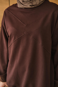 Dikiş Detay Tunik Kahverengi