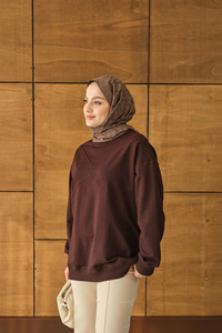 Dikiş Detay Tunik Kahverengi