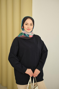 Dikiş Detay Tunik Lacivert