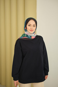 Dikiş Detay Tunik Lacivert