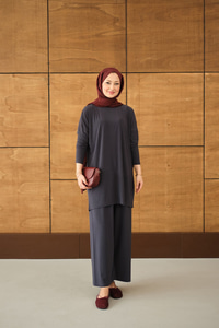 Dikiş Detay Yırtmaçlı Takım Antrasit