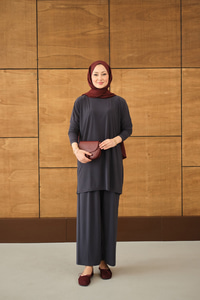 Dikiş Detay Yırtmaçlı Takım Antrasit