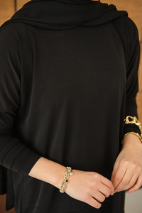 Dikiş Detay Yırtmaçlı Takım Siyah