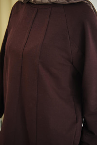 Dikiş Detaylı Bisiklet Yaka Sweat Kahverengi