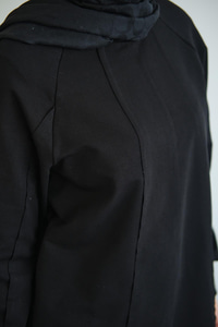 Dikiş Detaylı Bisiklet Yaka Sweat Siyah