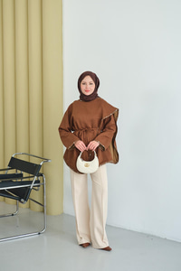 Dikişleri Deri Detay Ceket Taba