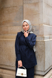 Dış Vatka Detaylı Şık Takım Lacivert