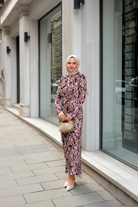 Dökümlü Viskon Elbise Bordo