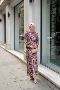 Dökümlü Viskon Elbise Bordo