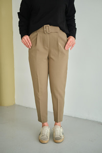 DUBLE KAPLAMA KEMERLI PANTOLON Koyu Yeşil