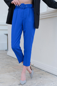 DUBLE KAPLAMA KEMERLI PANTOLON Saks Mavi