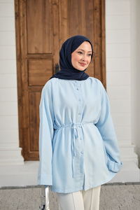 Duble Kol Yırtmaçlı Gömlek Açık Mavi