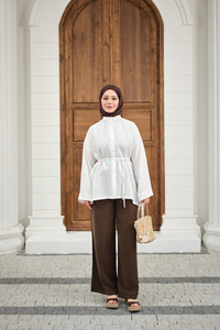 Duble Kol Yırtmaçlı Gömlek Ekru