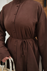 Duble Kol Yırtmaçlı Gömlek Kahverengi