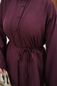 Duble Kol Yırtmaçlı Gömlek Mürdüm