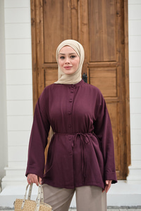 Duble Kol Yırtmaçlı Gömlek Mürdüm