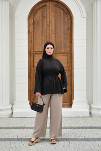 Duble Kol Yırtmaçlı Gömlek Siyah