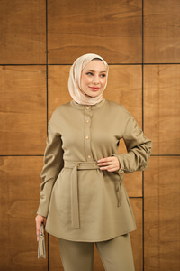 Düğme Detay İkili Takım Yeşil