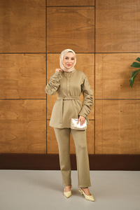 Düğme Detay İkili Takım Yeşil