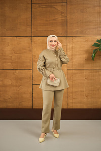 Düğme Detay İkili Takım Yeşil