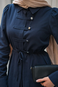 Düğme Detay Takım Lacivert