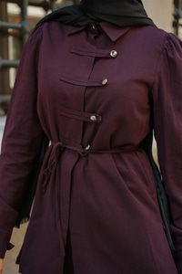 Düğme Detay Takım Mürdüm